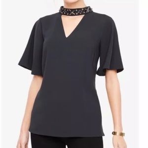 Ann Taylor Beaded Choker Top Sz14 NWT